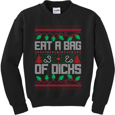 Eat A Bag Of Dicks Offensive Ugly X-Mas Kids Sweatshirt