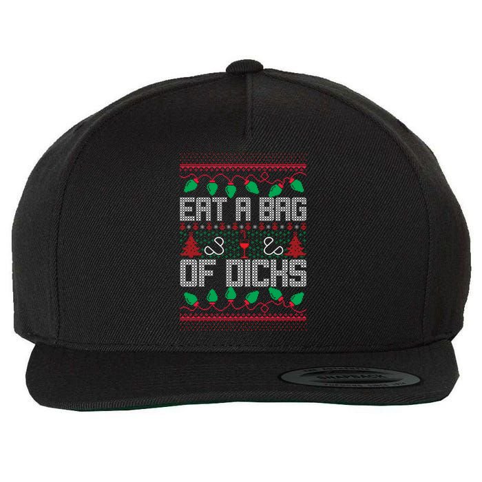 Eat A Bag Of Dicks Offensive Ugly X-Mas Wool Snapback Cap