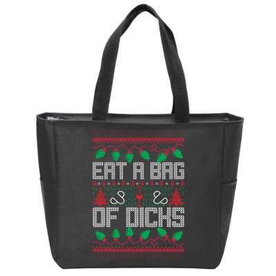 Eat A Bag Of Dicks Offensive Ugly X-Mas Zip Tote Bag