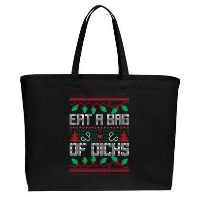 Eat A Bag Of Dicks Offensive Ugly X-Mas Cotton Canvas Jumbo Tote