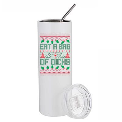 Eat A Bag Of Dicks Offensive Ugly X-Mas Stainless Steel Tumbler