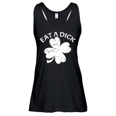 Eat A Dick Shamrock Funny St Patricks Day Ladies Essential Flowy Tank