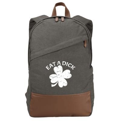 Eat A Dick Shamrock Funny St Patricks Day Cotton Canvas Backpack
