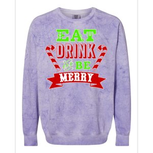 Eat Drink And Be Merry Christmas Colorblast Crewneck Sweatshirt