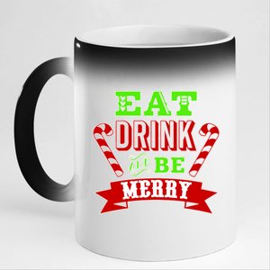 Eat Drink And Be Merry Christmas 11oz Black Color Changing Mug