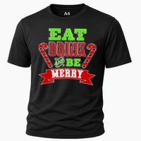 Eat Drink And Be Merry Christmas Cooling Performance Crew T-Shirt