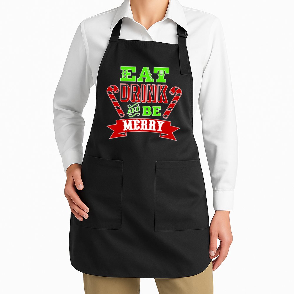 Eat Drink And Be Merry Christmas Apron