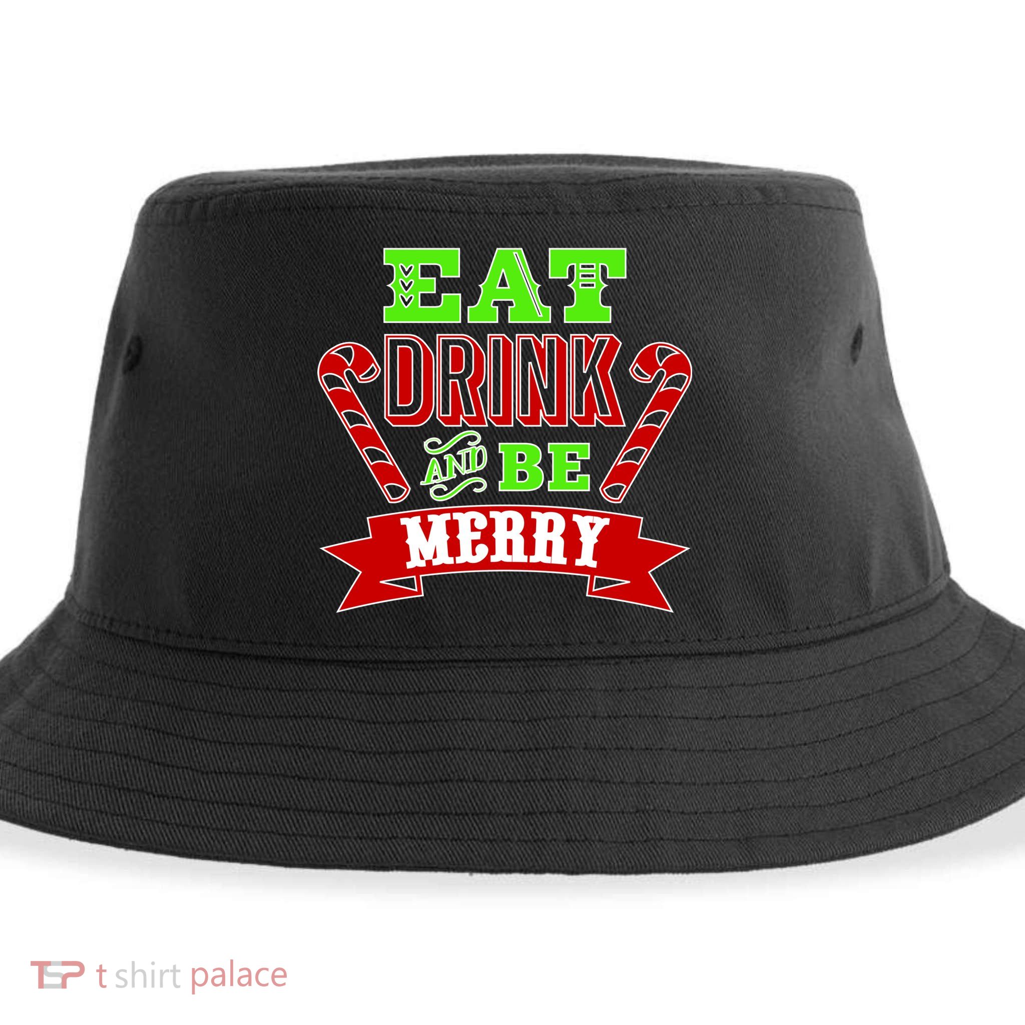Eat Drink And Be Merry Christmas Sustainable Bucket Hat