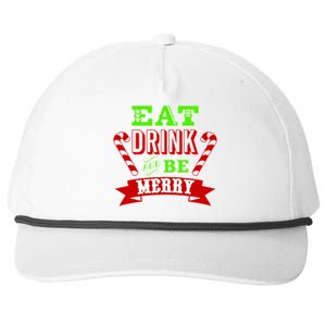 Eat Drink And Be Merry Christmas Snapback Five-Panel Rope Hat