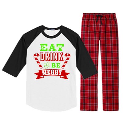 Eat Drink And Be Merry Christmas Raglan Sleeve Pajama Set