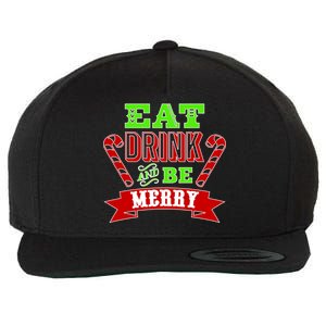 Eat Drink And Be Merry Christmas Wool Snapback Cap