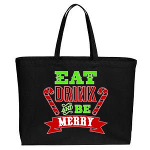 Eat Drink And Be Merry Christmas Cotton Canvas Jumbo Tote