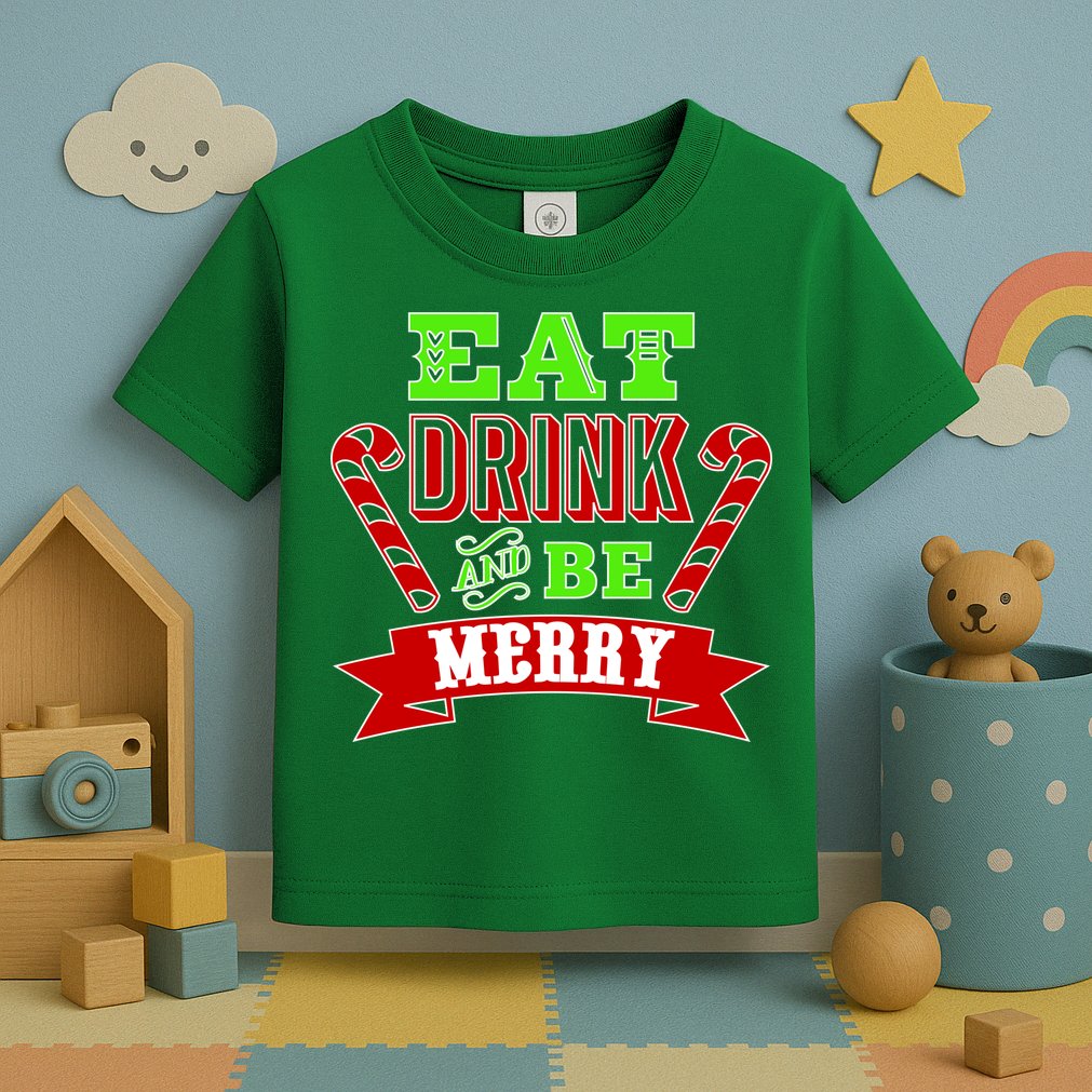 Eat Drink And Be Merry Christmas Toddler T-Shirt