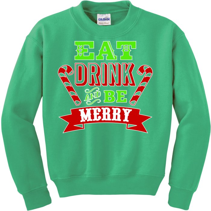 Eat Drink And Be Merry Christmas Kids Sweatshirt