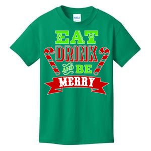 Eat Drink And Be Merry Christmas Kids T-Shirt