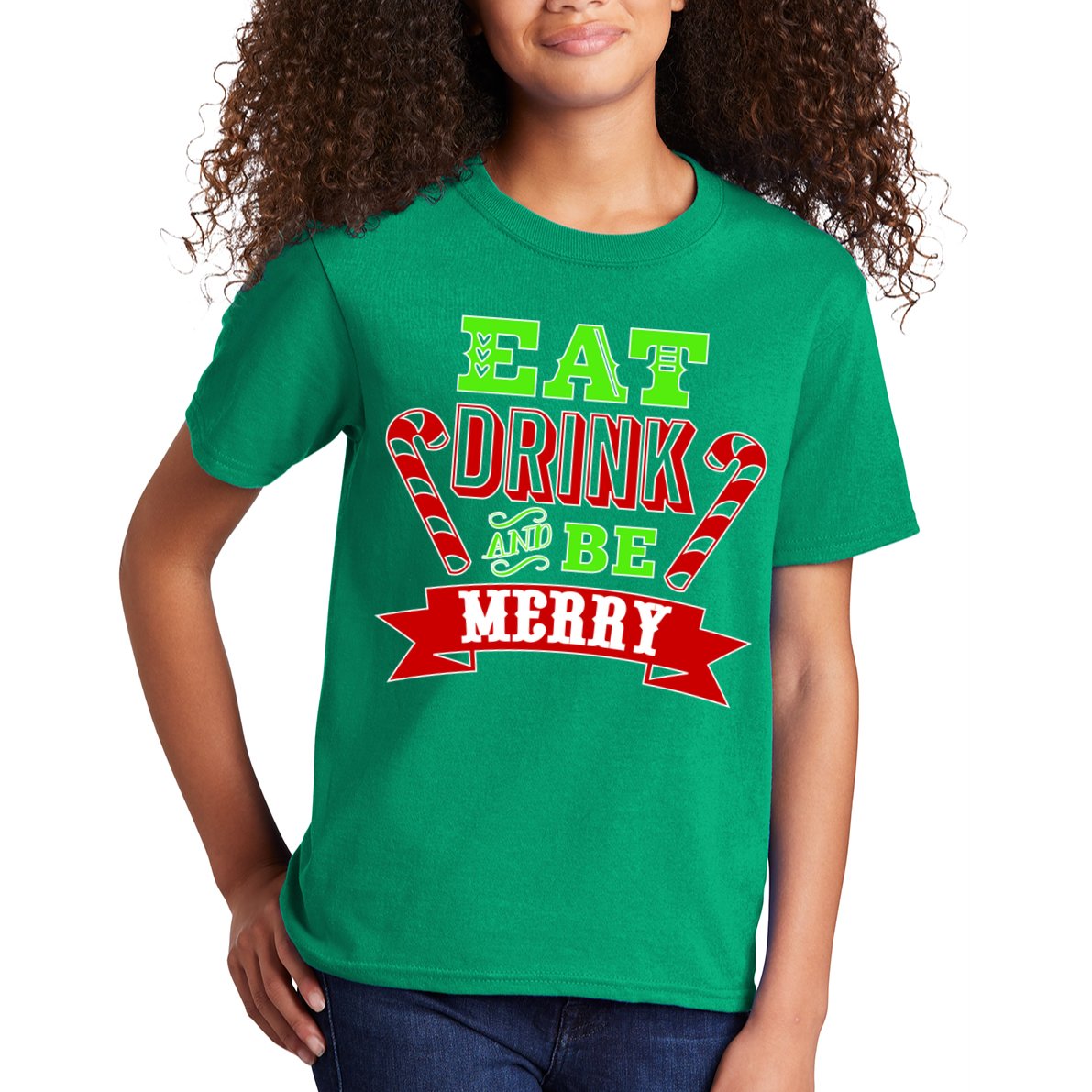 Eat Drink And Be Merry Christmas Kids T-Shirt