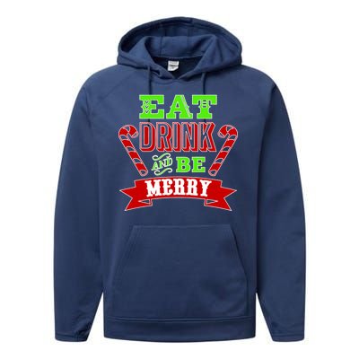 Eat Drink And Be Merry Christmas Performance Fleece Hoodie