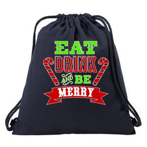 Eat Drink And Be Merry Christmas Drawstring Bag