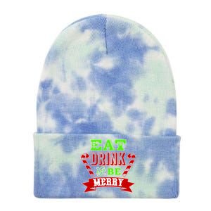 Eat Drink And Be Merry Christmas Tie Dye 12in Knit Beanie