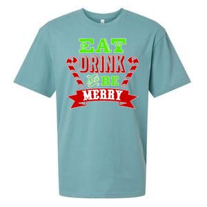 Eat Drink And Be Merry Christmas Sueded Cloud Jersey T-Shirt