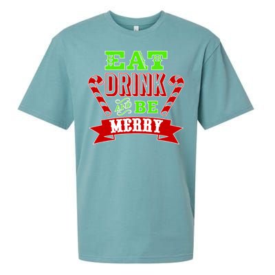 Eat Drink And Be Merry Christmas Sueded Cloud Jersey T-Shirt