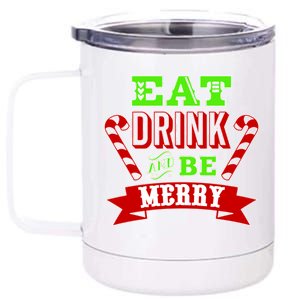 Eat Drink And Be Merry Christmas 12 oz Stainless Steel Tumbler Cup