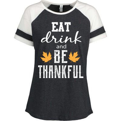 Eat Drink and Be Thankful Enza Ladies Jersey Colorblock Tee