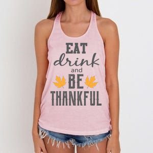 Eat Drink and Be Thankful Women's Knotted Racerback Tank