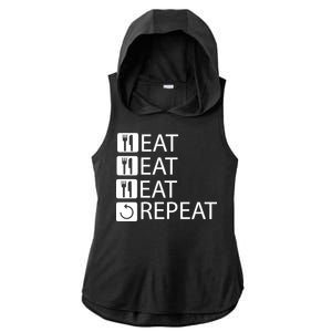 Eat Eat Eat Repeat Ladies PosiCharge Tri-Blend Wicking Draft Hoodie Tank