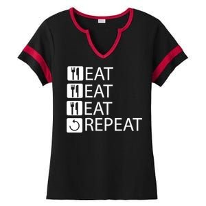 Eat Eat Eat Repeat Ladies Halftime Notch Neck Tee