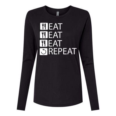 Eat Eat Eat Repeat Womens Cotton Relaxed Long Sleeve T-Shirt