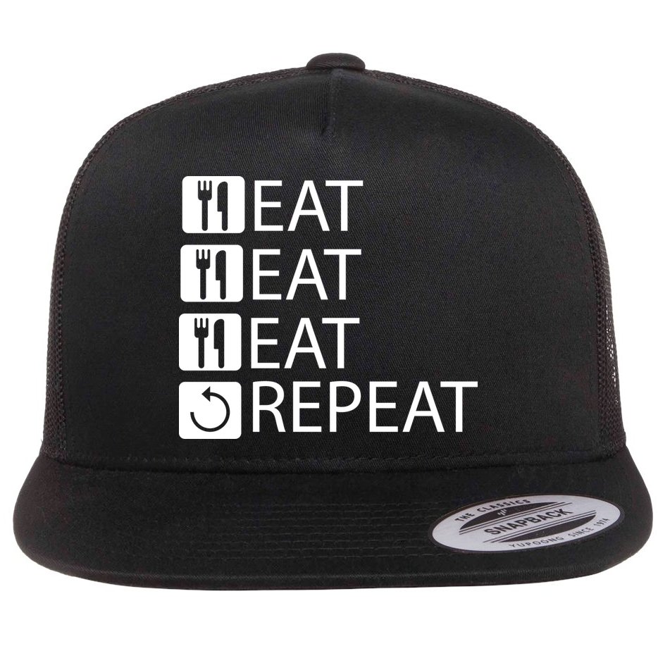 Eat Eat Eat Repeat Flat Bill Trucker Hat