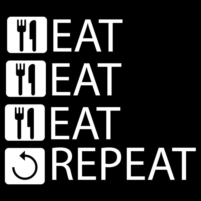 Eat Eat Eat Repeat Flat Bill Trucker Hat