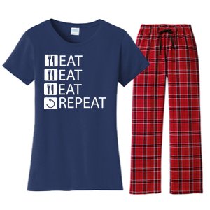 Eat Eat Eat Repeat Women's Flannel Pajama Set