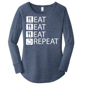 Eat Eat Eat Repeat Women's Perfect Tri Tunic Long Sleeve Shirt