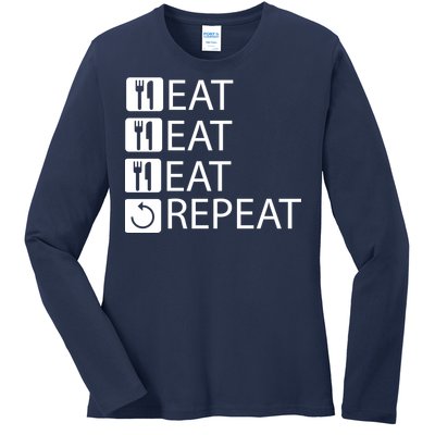 Eat Eat Eat Repeat Ladies Long Sleeve Shirt