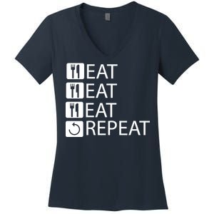 Eat Eat Eat Repeat Women's V-Neck T-Shirt