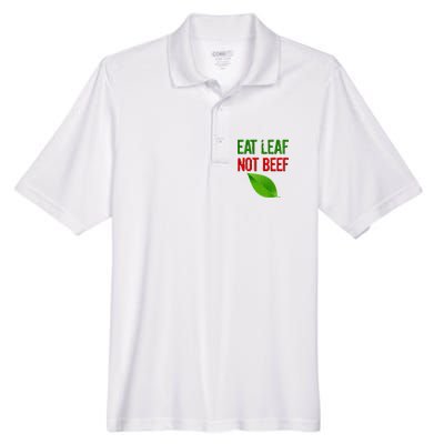 Eat Leaf Not Beef Funny Vegetarians Men's Origin Performance Piqué Polo