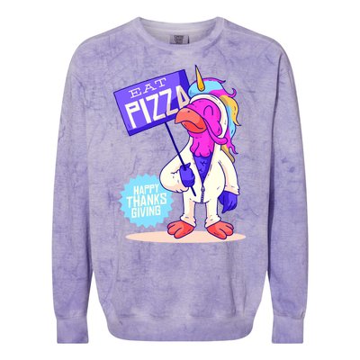 Eat Pizza Funny Happy Thanksgiving Colorblast Crewneck Sweatshirt