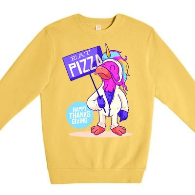 Eat Pizza Funny Happy Thanksgiving Premium Crewneck Sweatshirt