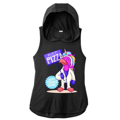 Eat Pizza Funny Happy Thanksgiving Ladies PosiCharge Tri-Blend Wicking Draft Hoodie Tank