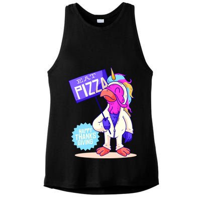 Eat Pizza Funny Happy Thanksgiving Ladies PosiCharge Tri-Blend Wicking Tank
