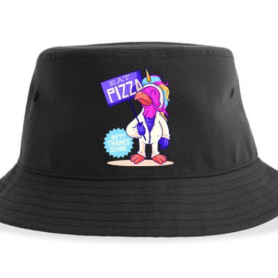 Eat Pizza Funny Happy Thanksgiving Sustainable Bucket Hat