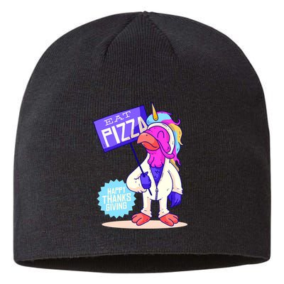 Eat Pizza Funny Happy Thanksgiving Sustainable Beanie