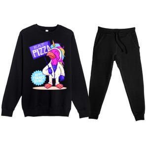 Eat Pizza Funny Happy Thanksgiving Premium Crewneck Sweatsuit Set