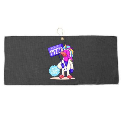 Eat Pizza Funny Happy Thanksgiving Large Microfiber Waffle Golf Towel