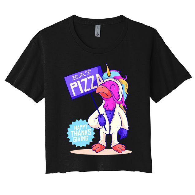 Eat Pizza Funny Happy Thanksgiving Crop Top