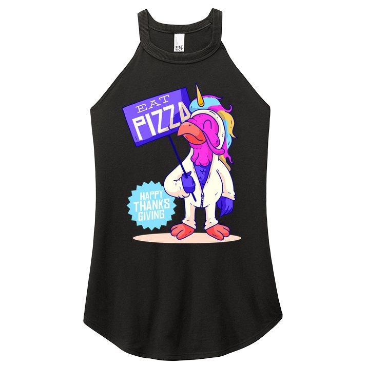Eat Pizza Funny Happy Thanksgiving Women's Perfect Tri Rocker Tank