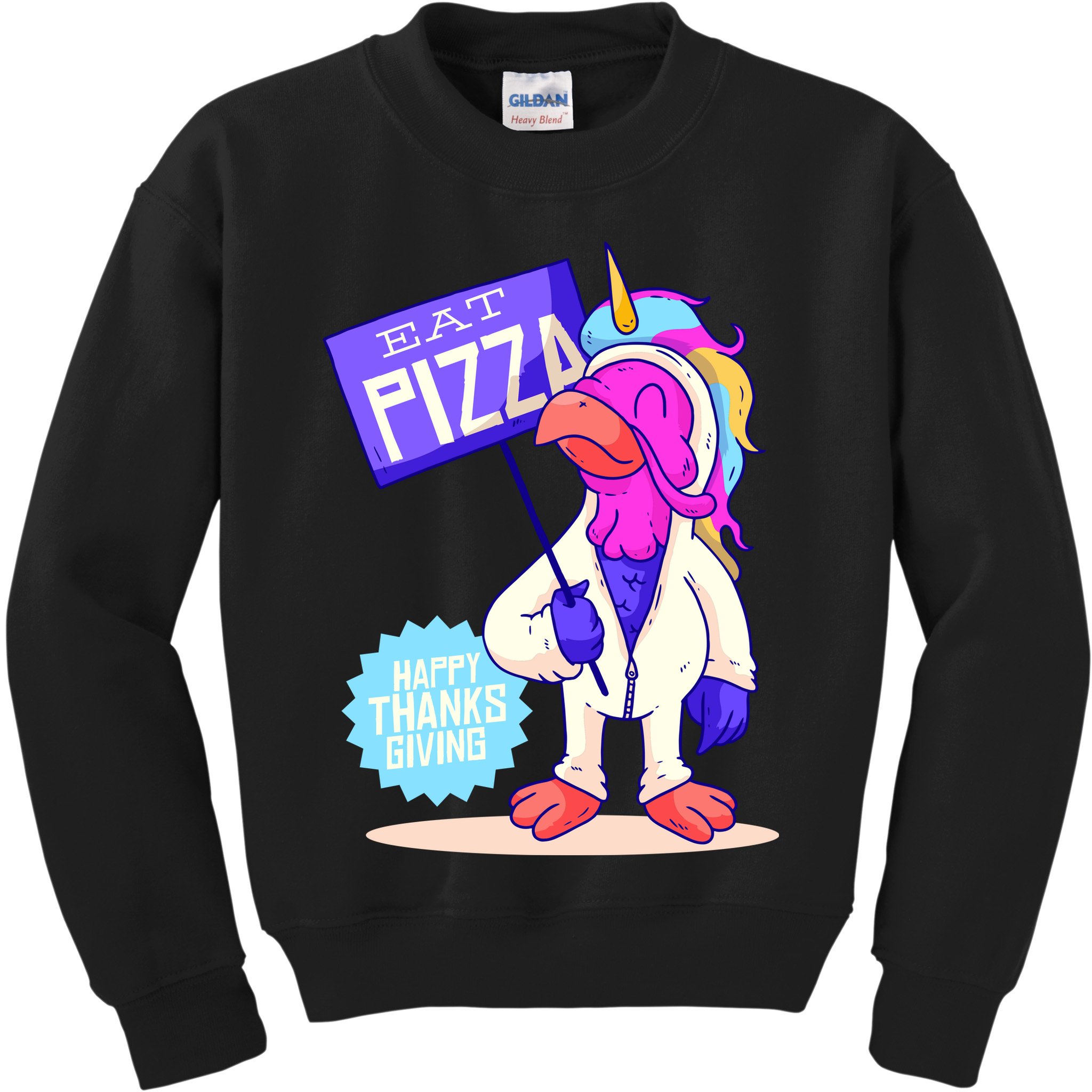 Eat Pizza Funny Happy Thanksgiving Kids Sweatshirt