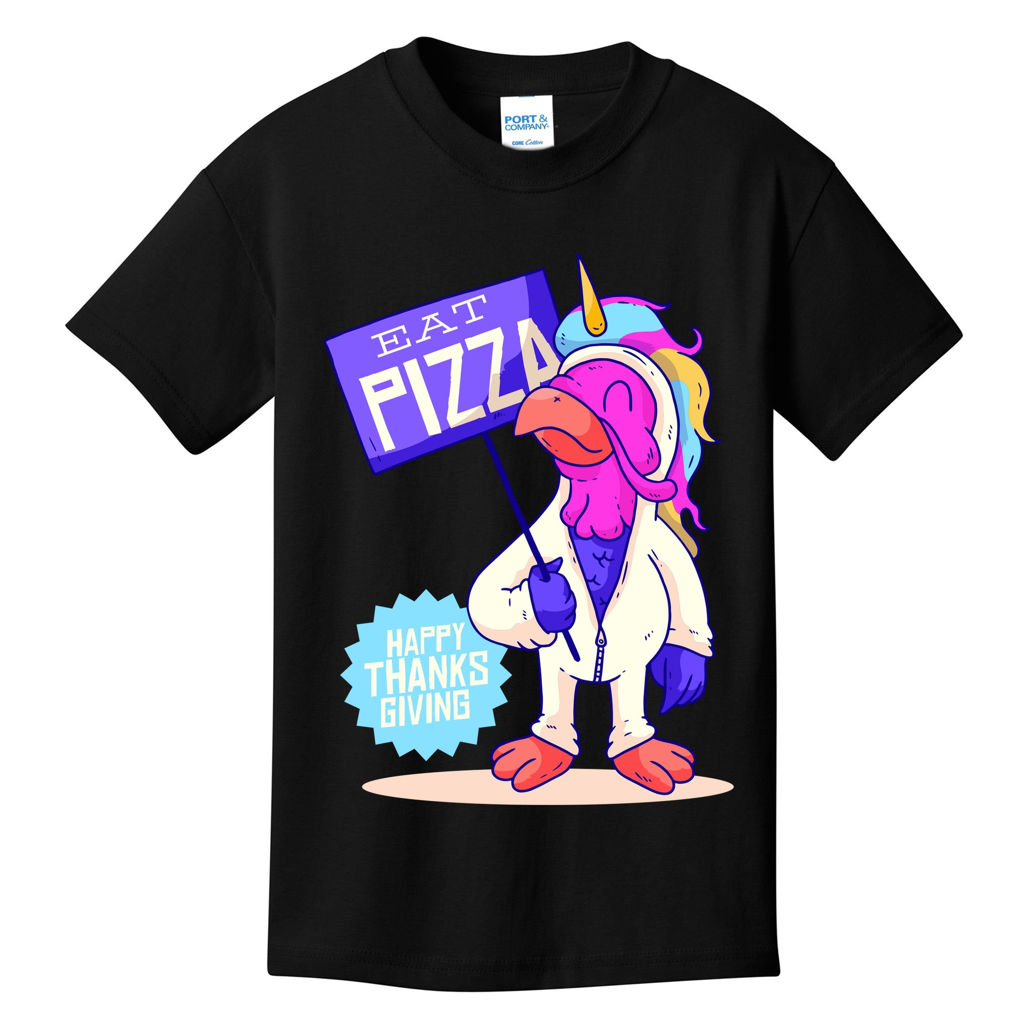 Eat Pizza Funny Happy Thanksgiving Kids T-Shirt